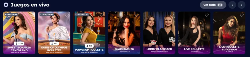 Juegos en vivo de Nine Casino para interactuar con crupieres reales.